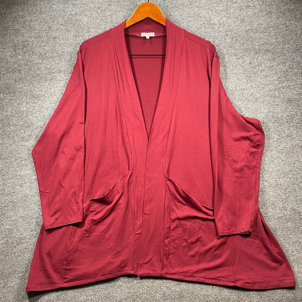 Kiyonna Cardigan Sweater Women's 3 Red/Maroon Flare Open Front Made In USA